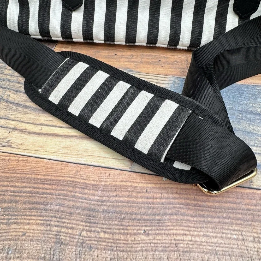 Lovevook Black White Striped Laptop Bag Satchel Shoulder Strap Handle Padded